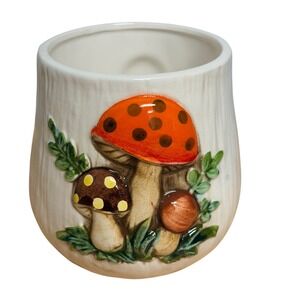 Vintage Sears Merry Mushroom Ceramic 4" Canister No Lid  Retro Kitchen 70s